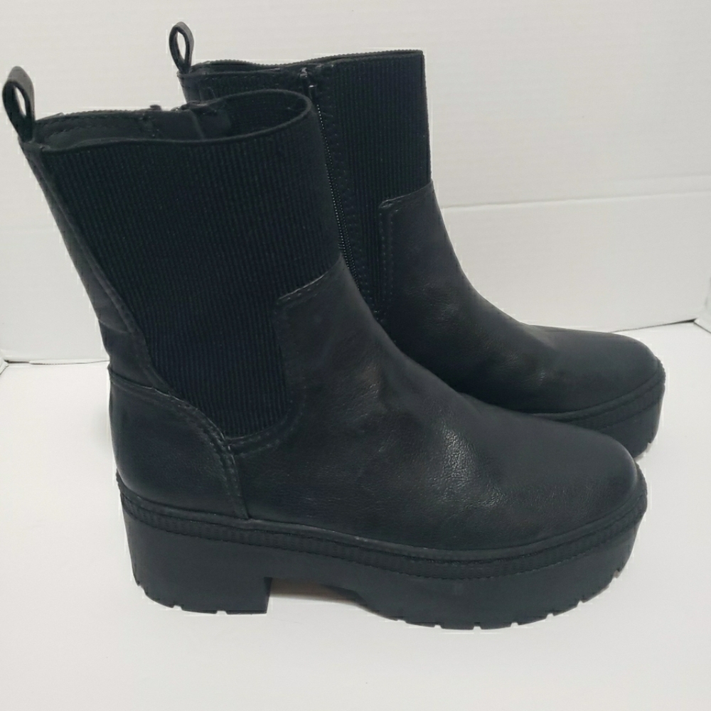 Zodiac Black Chunky Platform Moto Ankle Boots size 8.5